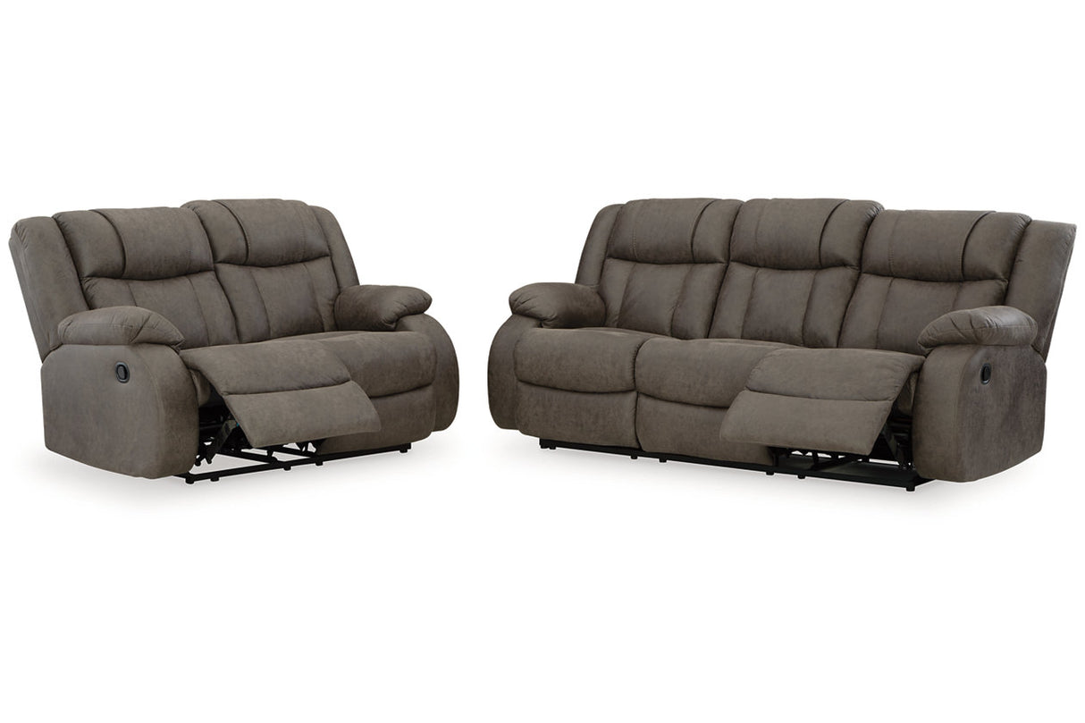 First Base Gunmetal Reclining Sofa and Loveseat from Ashley - Luna Furniture