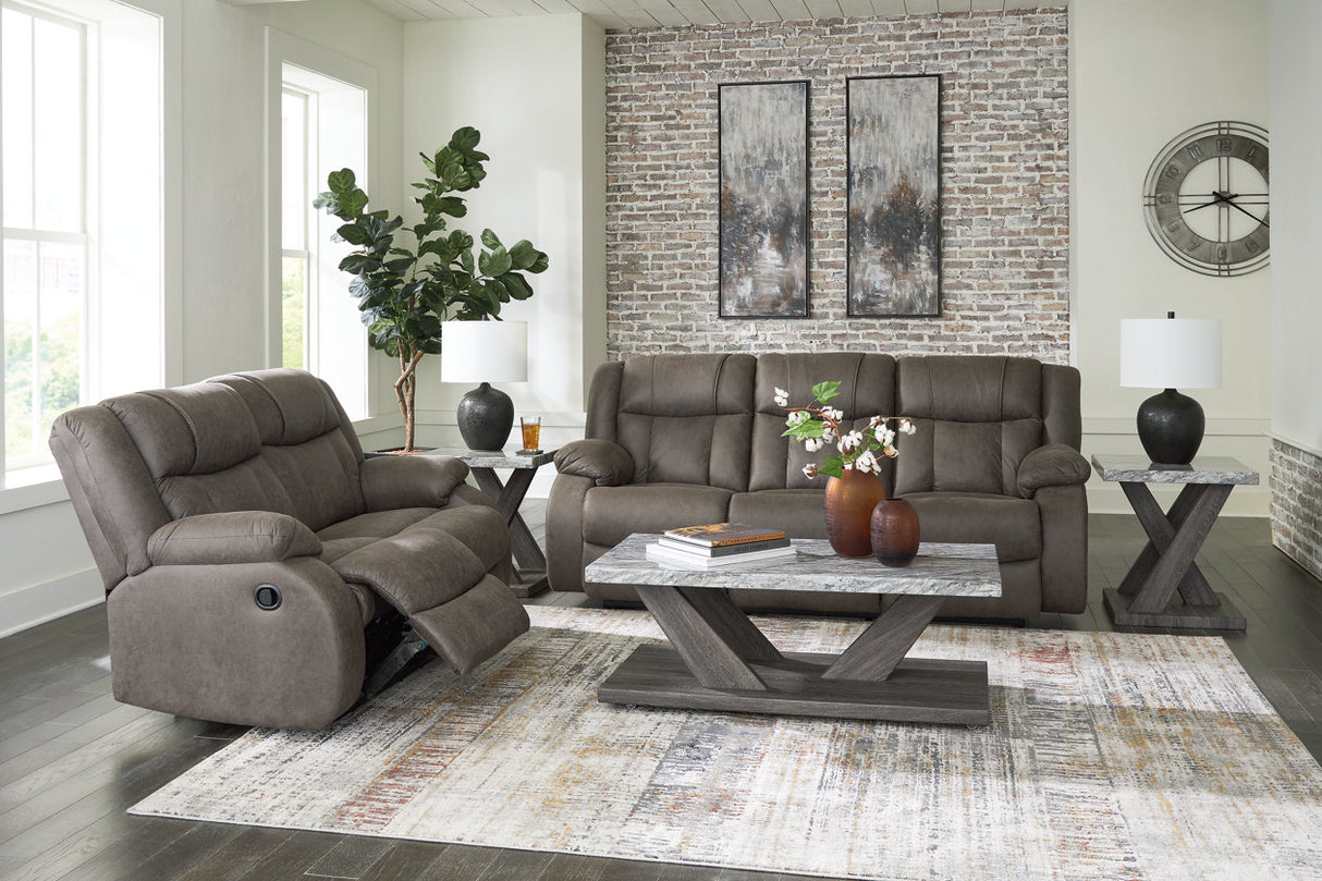 First Base Gunmetal Reclining Sofa and Loveseat from Ashley - Luna Furniture