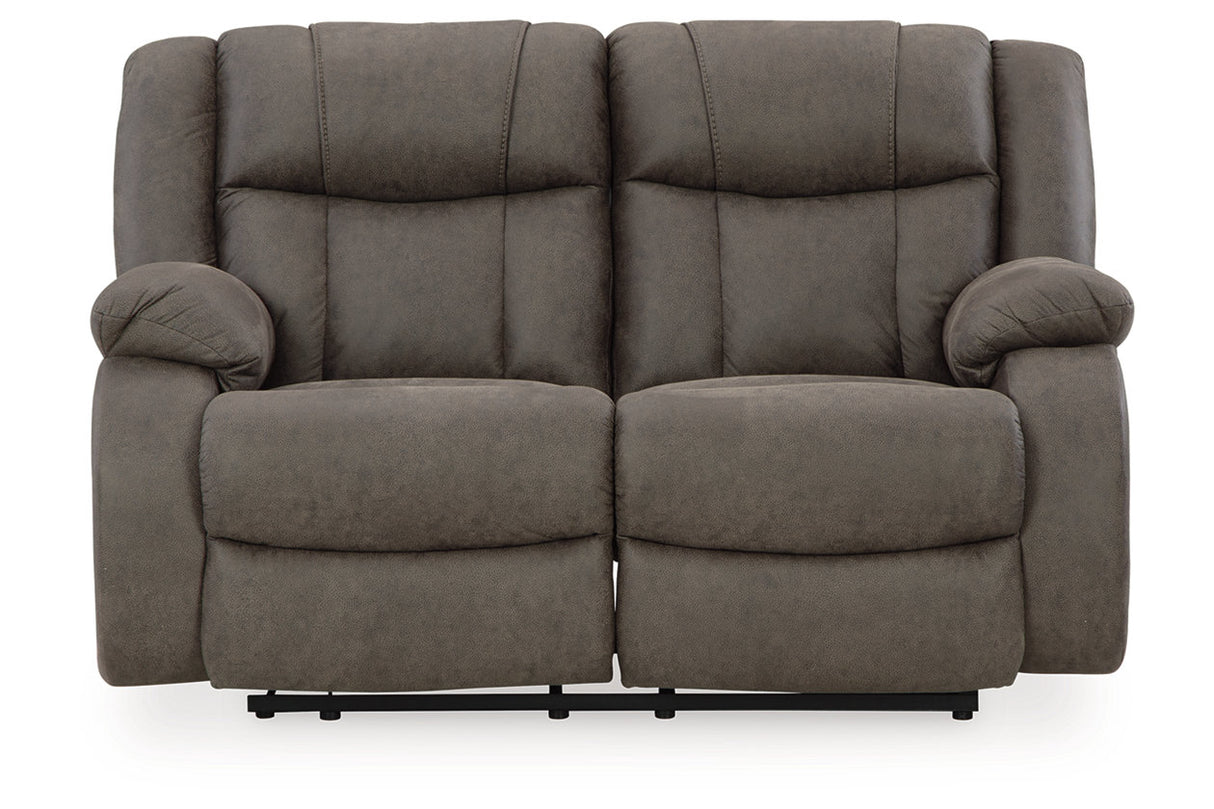 First Base Gunmetal Reclining Sofa, Loveseat and Recliner from Ashley - Luna Furniture