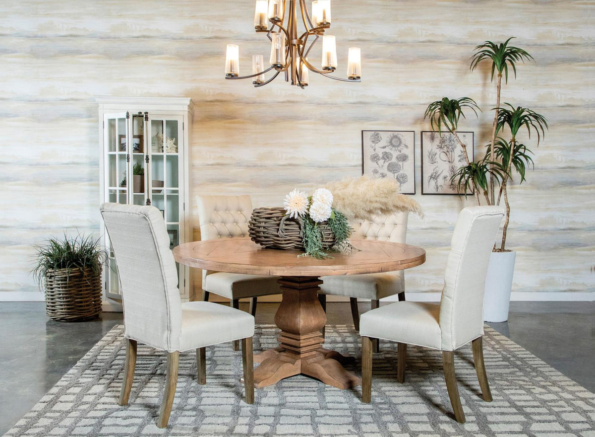 Florence Rustic Smoke and Oatmeal 5-Piece Round Dining Set from Coaster - Luna Furniture