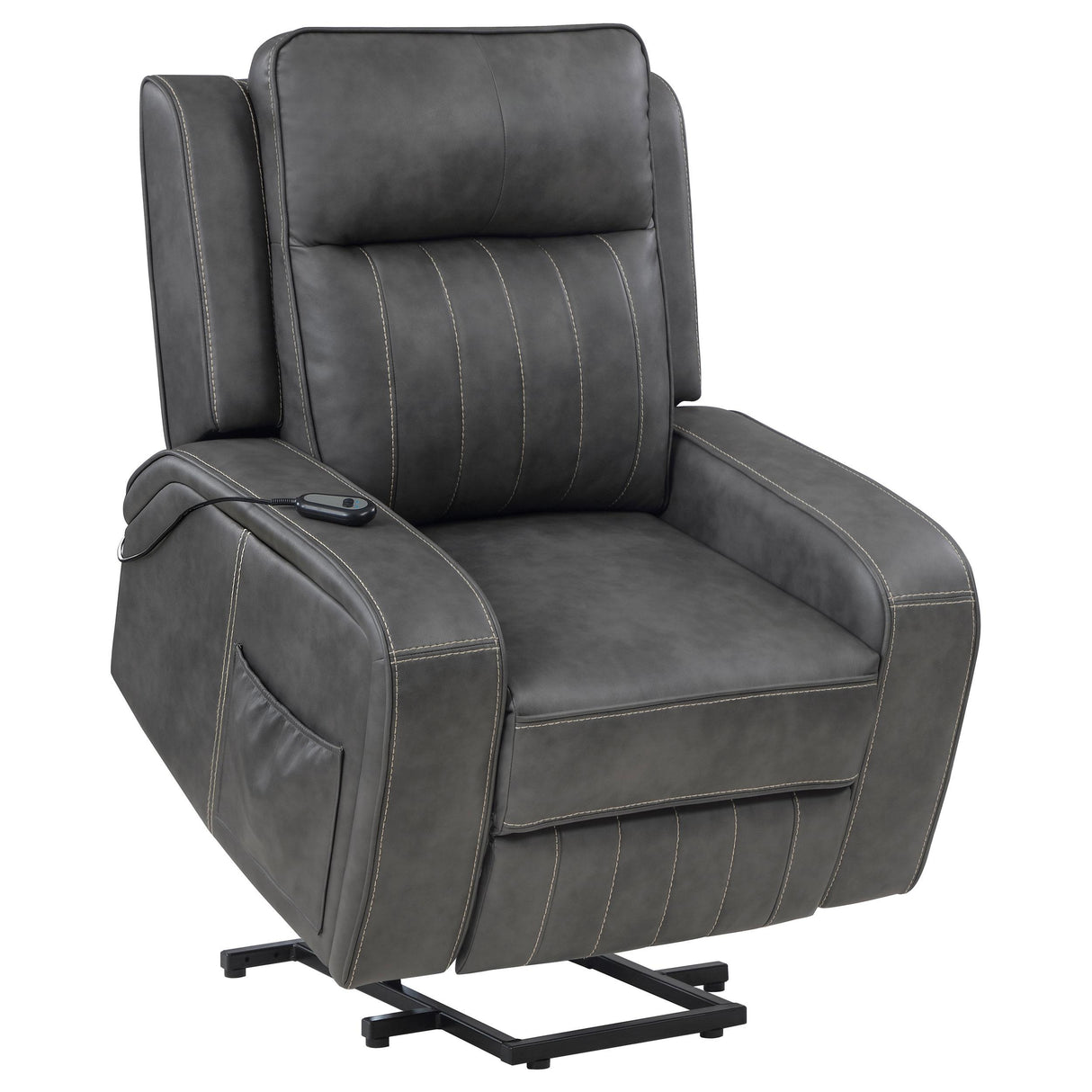 Foley Gray Upholstered Power Lift Recliner Chair from Coaster - Luna Furniture