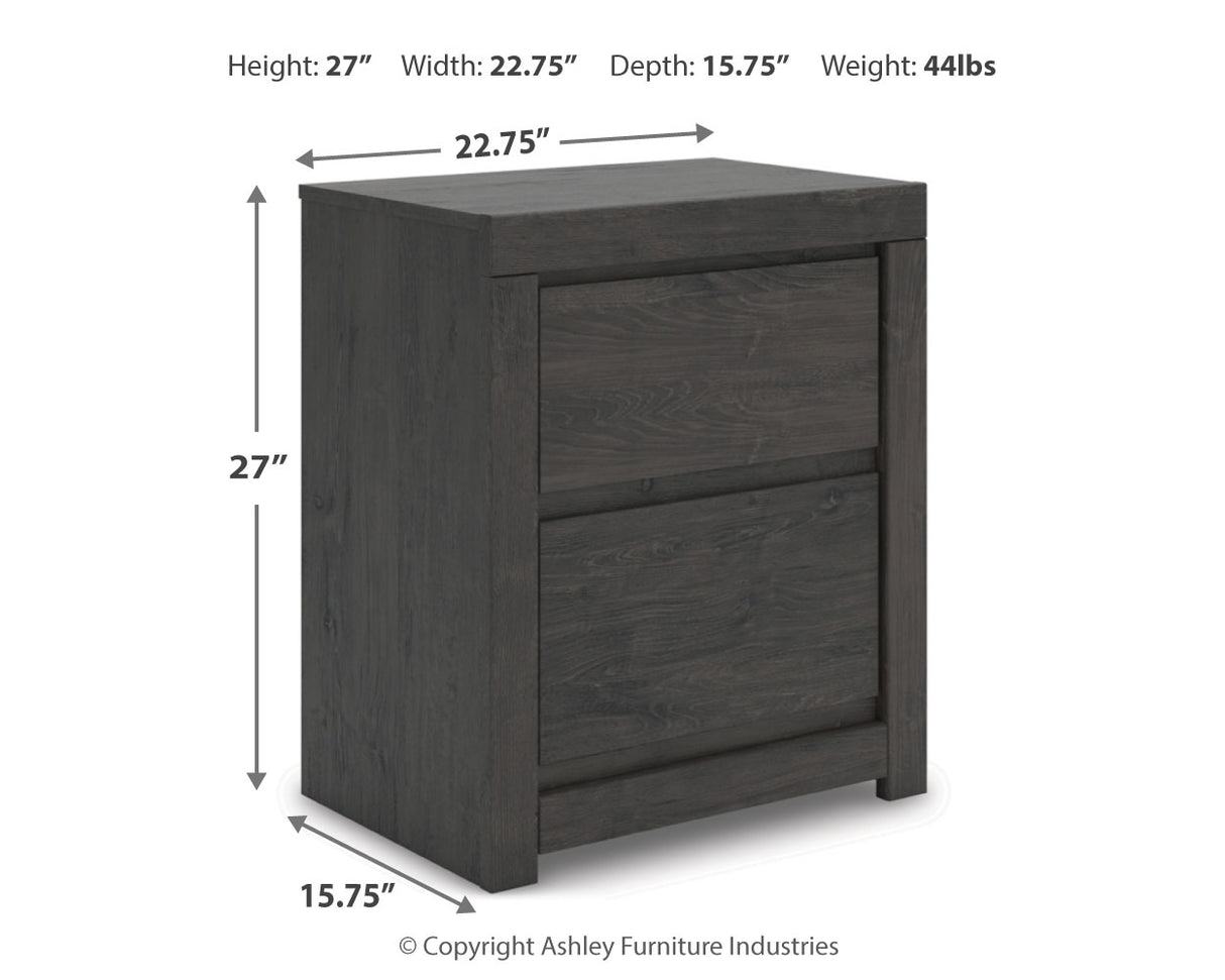 Fraluna King Panel Storage Bed with Dresser and Nightstand in Charcoal from Ashley Furniture - Luna Furniture