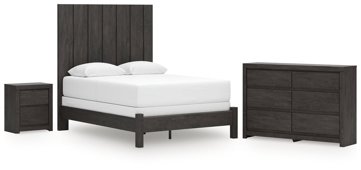 Fraluna Queen Panel Bed with Dresser and Nightstand in Charcoal from Ashley Furniture - Luna Furniture