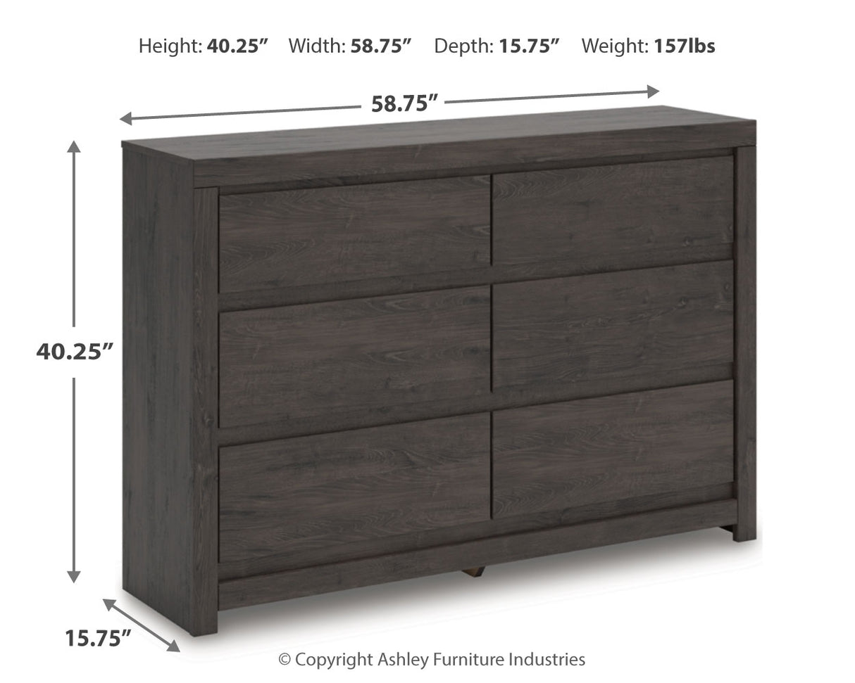 Fraluna Queen Panel Storage Bed with Dresser and Nightstand in Charcoal from Ashley Furniture - Luna Furniture