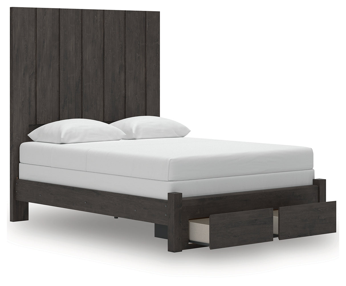 Fraluna Queen Panel Storage Bed with Dresser and Nightstand in Charcoal from Ashley Furniture - Luna Furniture
