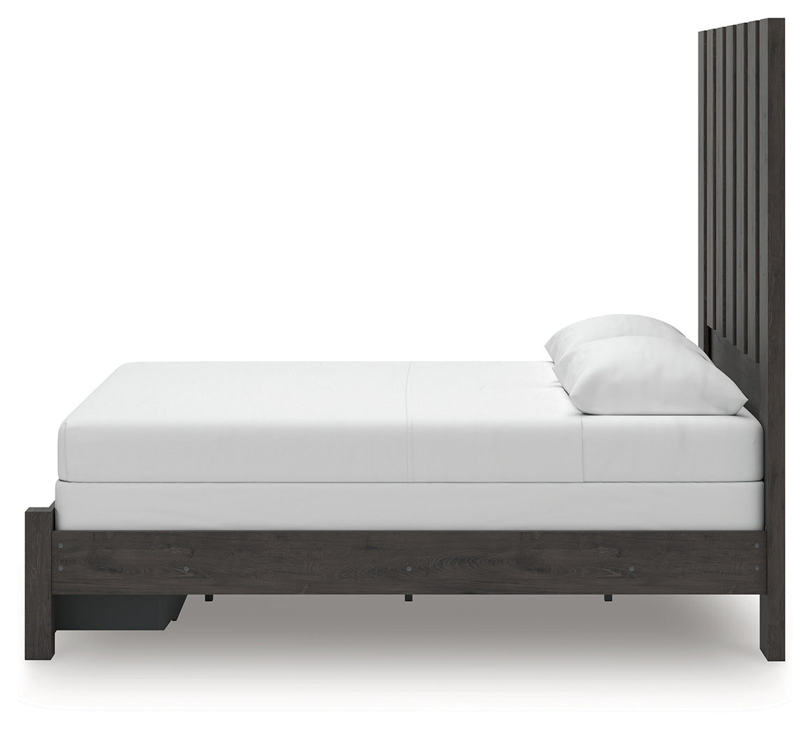 Fraluna Queen Panel Storage Bed with Dresser and Nightstand in Charcoal from Ashley Furniture - Luna Furniture