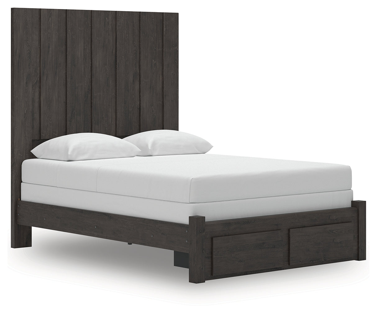 Fraluna Queen Panel Storage Bed with Mirrored Dresser in Charcoal from Ashley Furniture - Luna Furniture