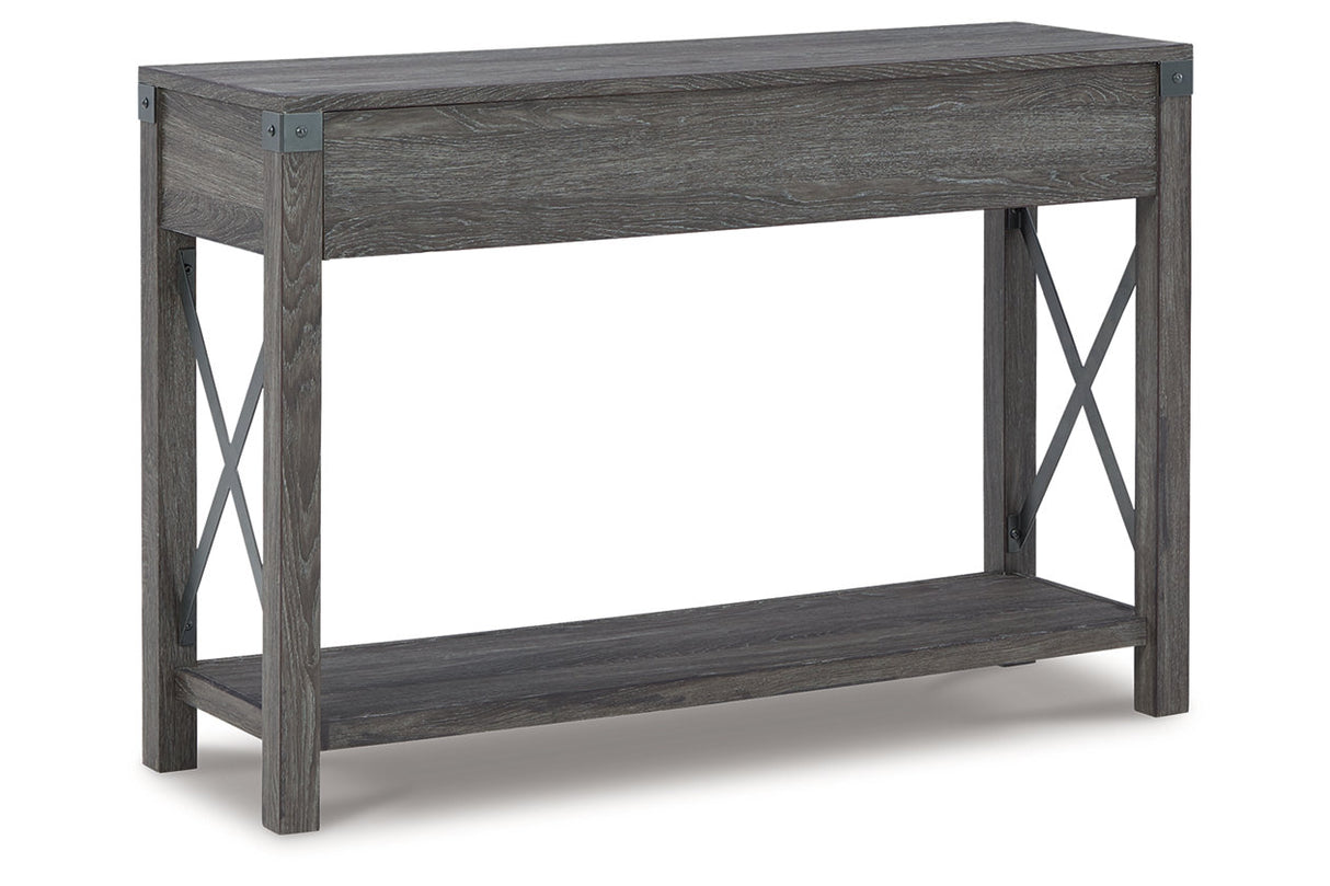 Freedan Grayish Brown Lift-top Coffee Table, 2 End Tables and Console from Ashley - Luna Furniture