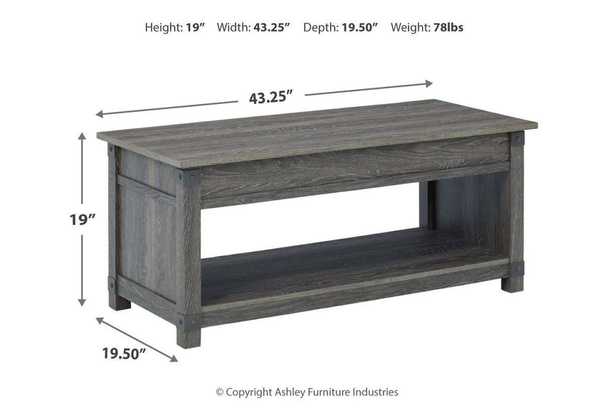 Freedan Grayish Brown Lift-top Coffee Table, 2 End Tables and Console from Ashley - Luna Furniture