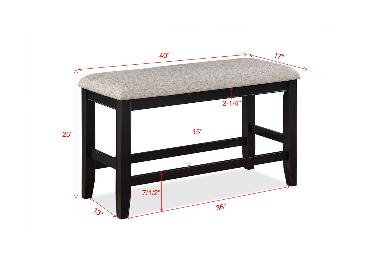 Fulton Light Gray Counter Height Dining Bench from Crown Mark - Luna Furniture
