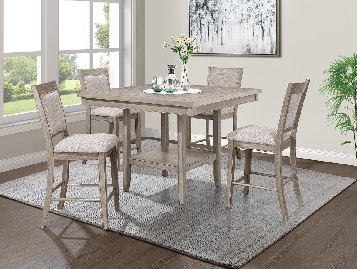 Fulton White Oak Counter Height Dining Table with Lazy Susan from Crown Mark - Luna Furniture