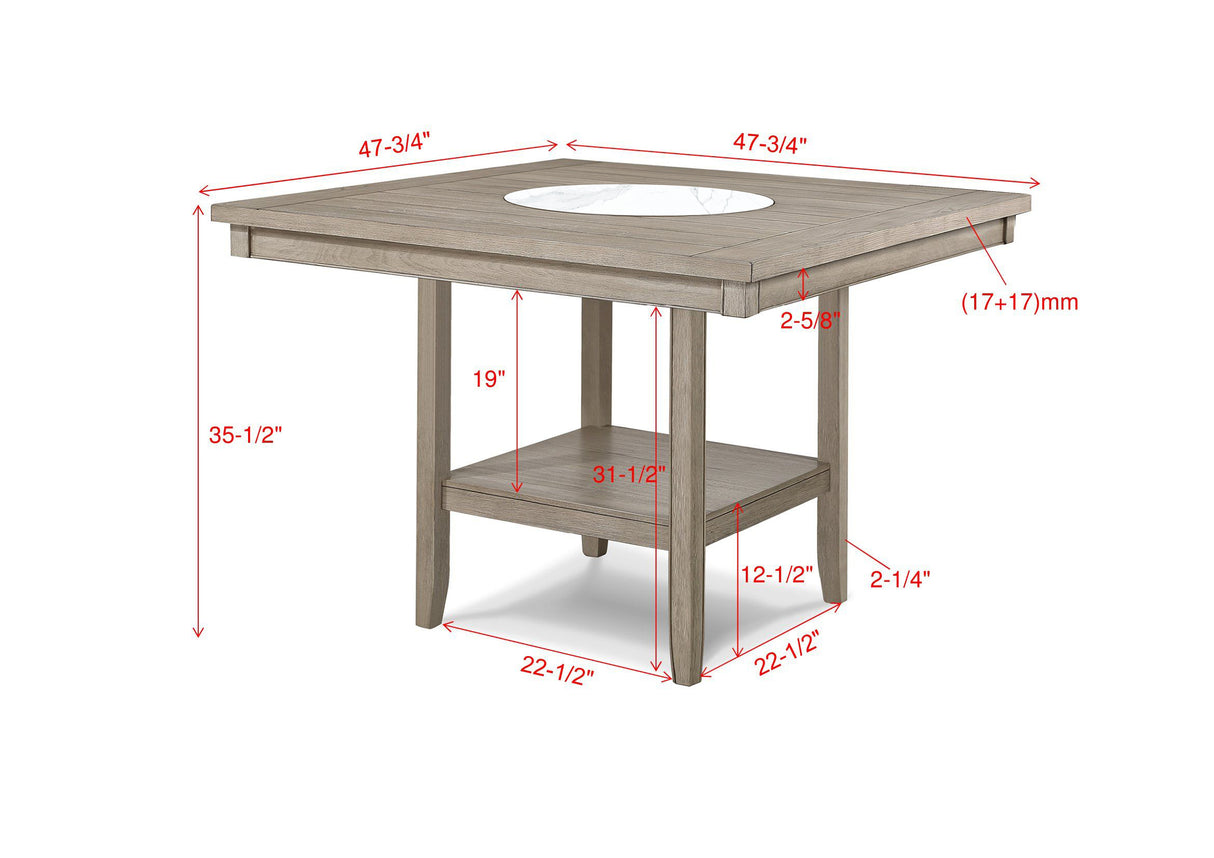 Fulton White Oak Counter Height Dining Table with Lazy Susan from Crown Mark - Luna Furniture