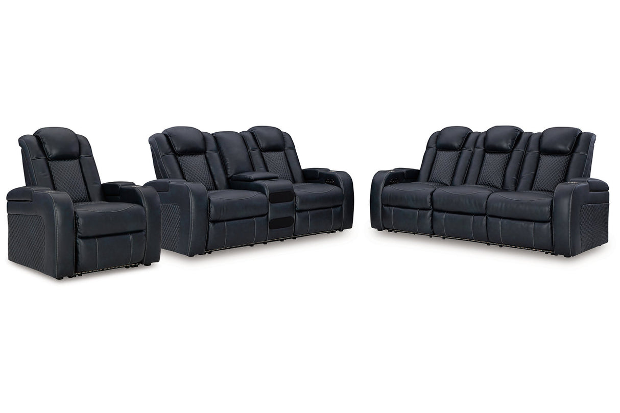 Fyne-Dyme Sapphire Power Reclining Sofa, Loveseat and Recliner from Ashley - Luna Furniture