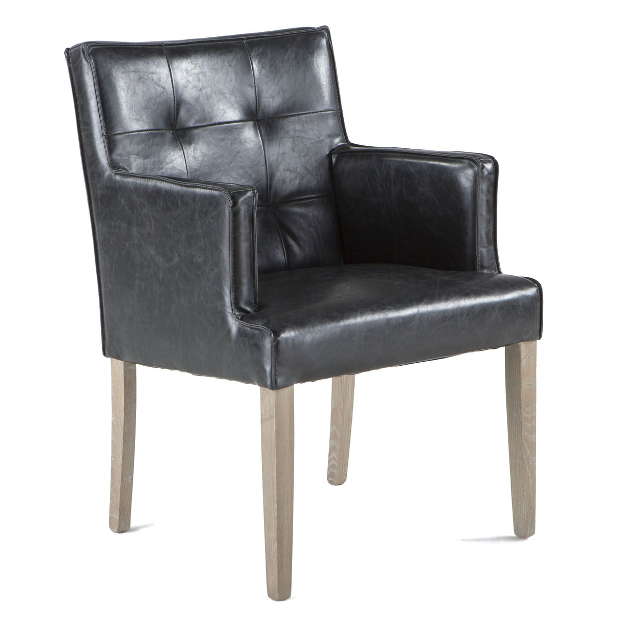 Madison 24" Dining Armchair in Black Eco Leather with Light Legs from Home Trends & Design - Luna Furniture