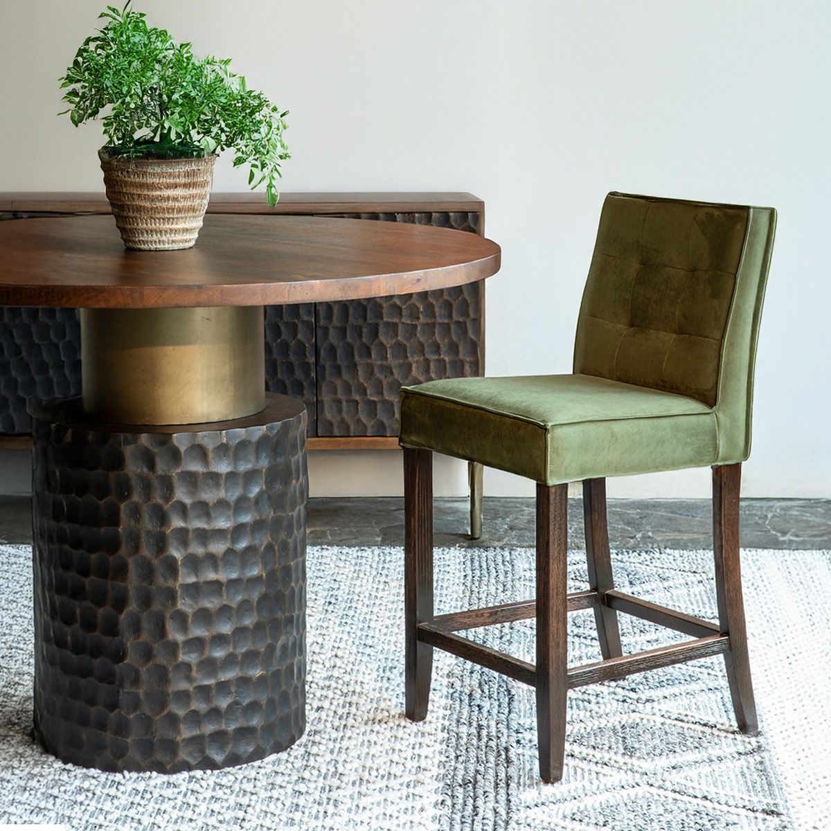 Madison Counter Chair in Green Eco Suede with Dark Legs from Home Trends & Design - Luna Furniture