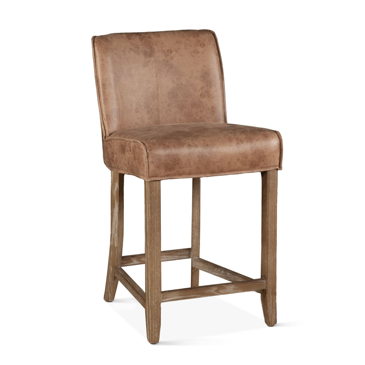 Buddy 20" Counter Chair in Tan Leather with Natural Legs from Home Trends & Design - Luna Furniture
