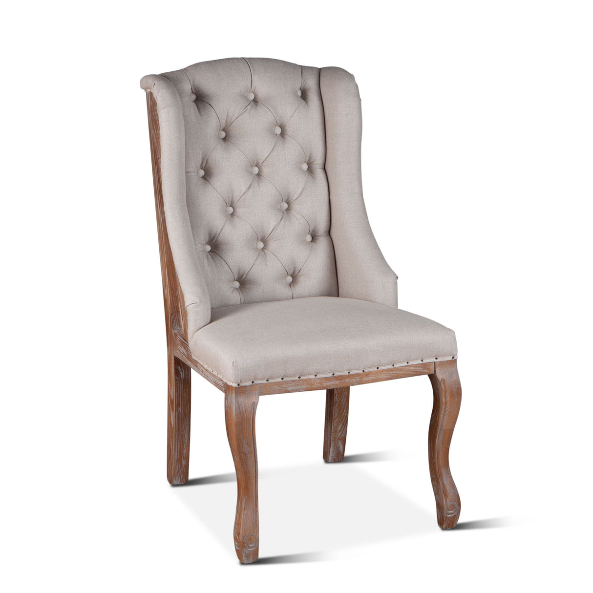Satine 25" Dining Chair in Off White Linen with Napoleon Legs from Home Trends & Design - Luna Furniture