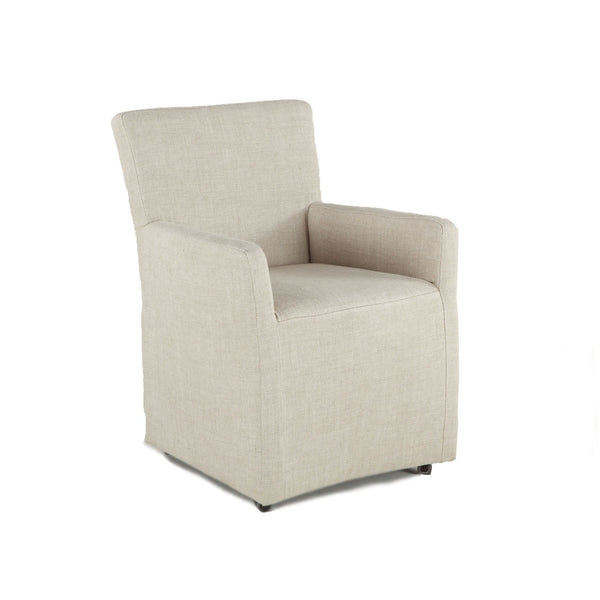 Peabody 25" Wheeled Armchair in Beige Linen