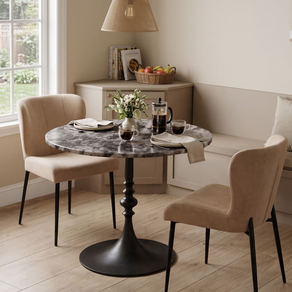 Jennifer 20" Dining Chair in Beige Eco Suede from Home Trends & Design - Luna Furniture