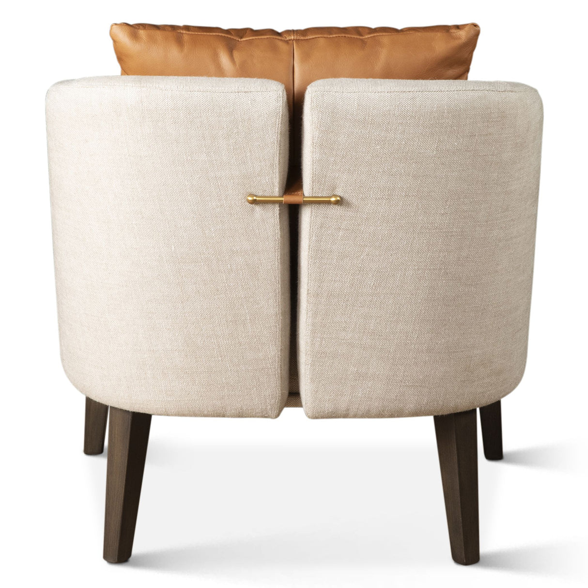 Jessie 22" Accent Chair in Beige Linen with Tan Leather Accent Pillow from Home Trends & Design - Luna Furniture
