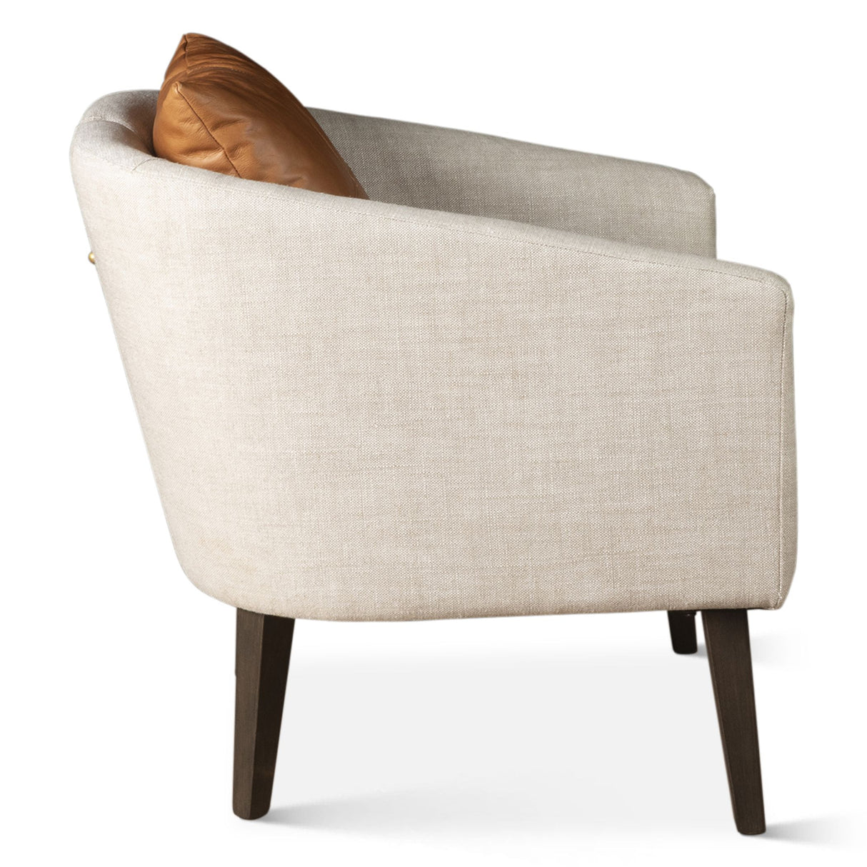 Jessie 22" Accent Chair in Beige Linen with Tan Leather Accent Pillow from Home Trends & Design - Luna Furniture