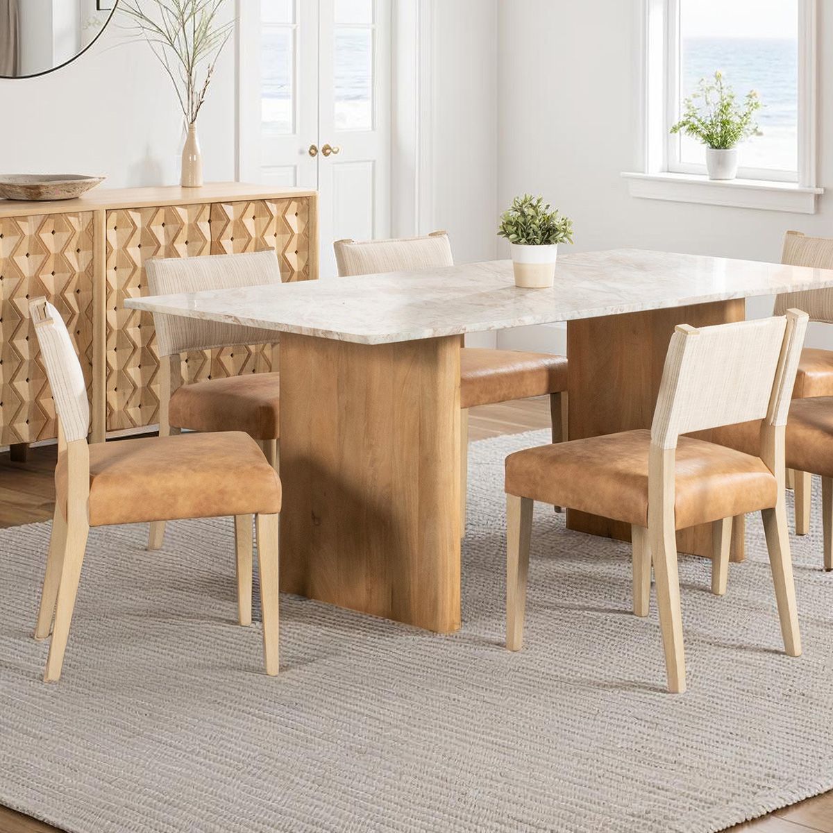 Maya 21" Dining Chair in Durango Linen and Antique Leather with Napoleon Legs, Set of 2 from Home Trends & Design - Luna Furniture