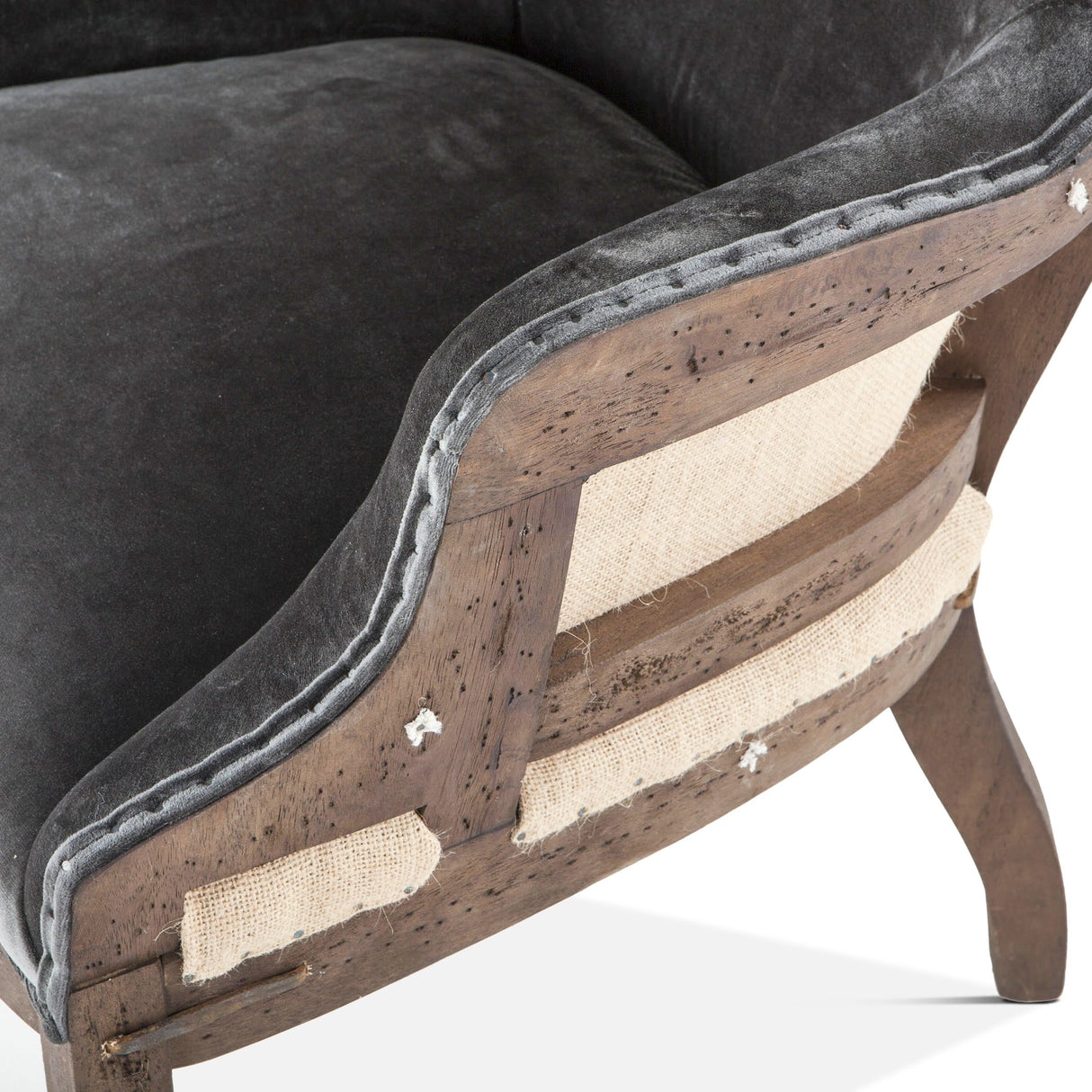Elizabeth 25" Accent Armchair in Gray Velvet with Exposed Frame from Home Trends & Design - Luna Furniture