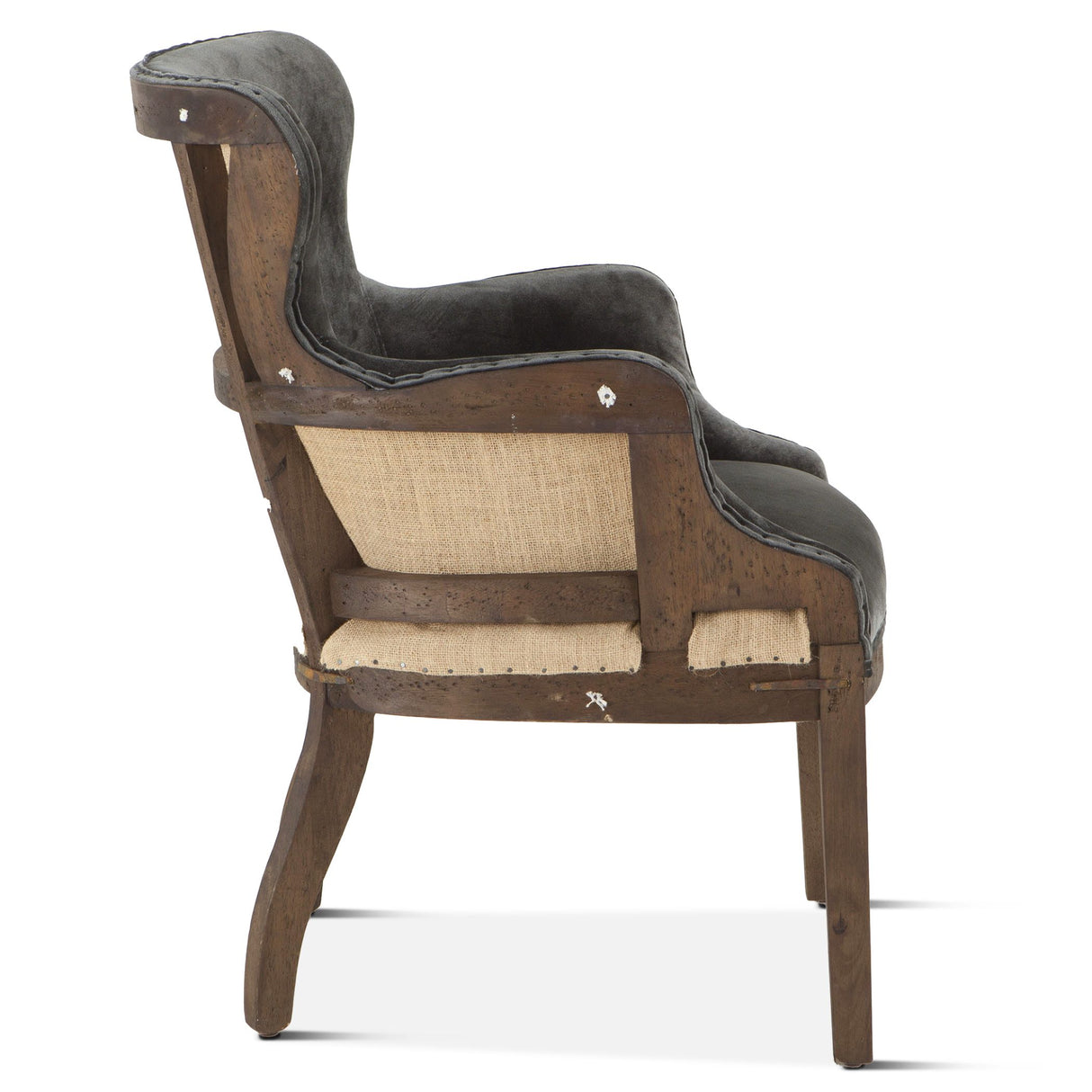 Elizabeth 25" Accent Armchair in Gray Velvet with Exposed Frame from Home Trends & Design - Luna Furniture