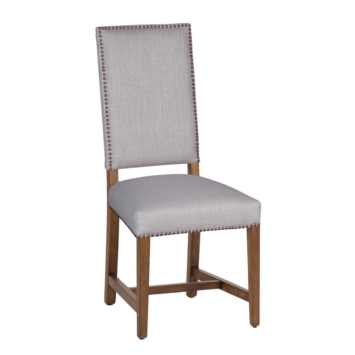Darcy 21" Upholstered Dining Chair in Greige Linen with Earth Legs, Set of 2 from Home Trends & Design - Luna Furniture