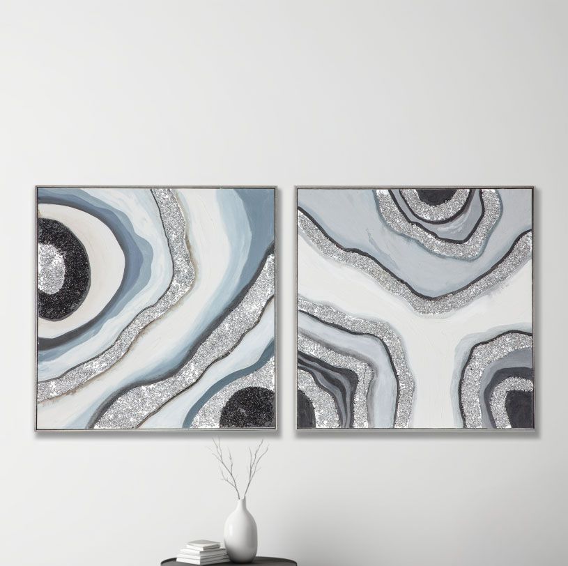 Palette Agate Allure Hand Painted Framed Diptych from Home Trends & Design - Luna Furniture