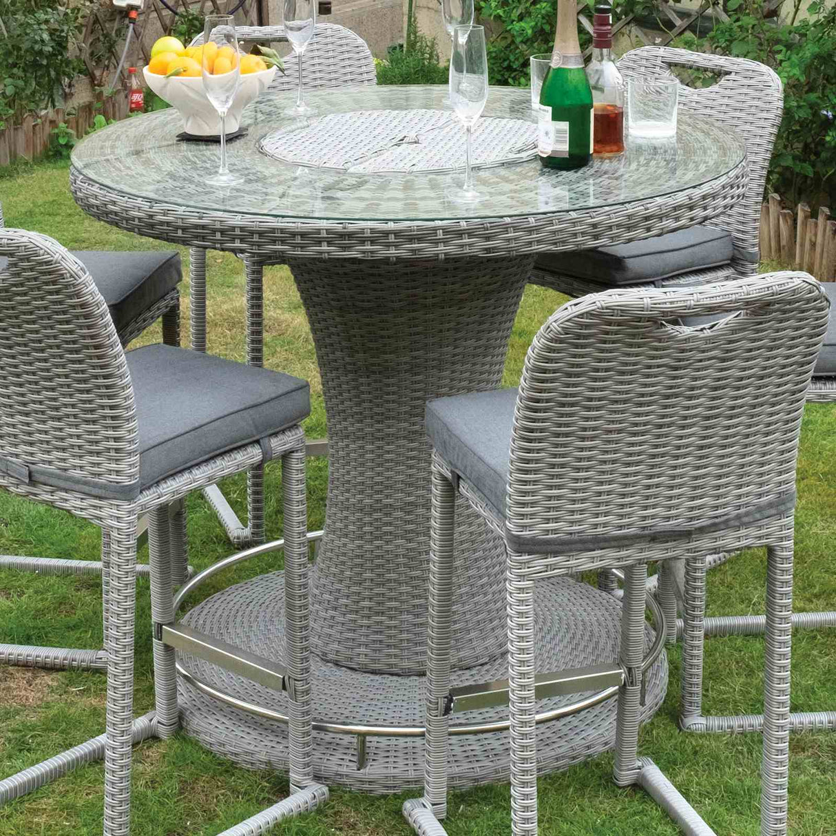Cyprus Gray Round Bar Table from Furniture of America - Luna Furniture