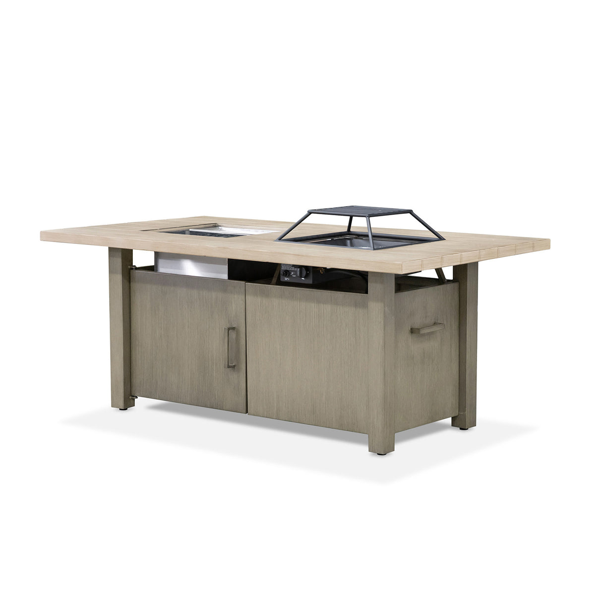 Bordeaux Brown Dining Table w/ Fire Pit & Cooler from Furniture of America - Luna Furniture