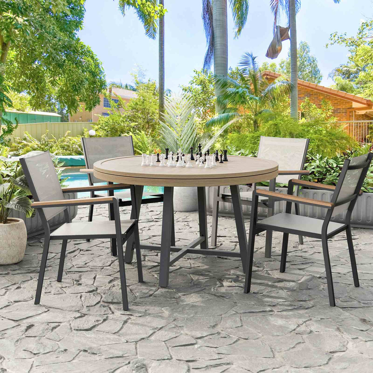 Mackay Gun Metal/Natural Chair from Furniture of America - Luna Furniture