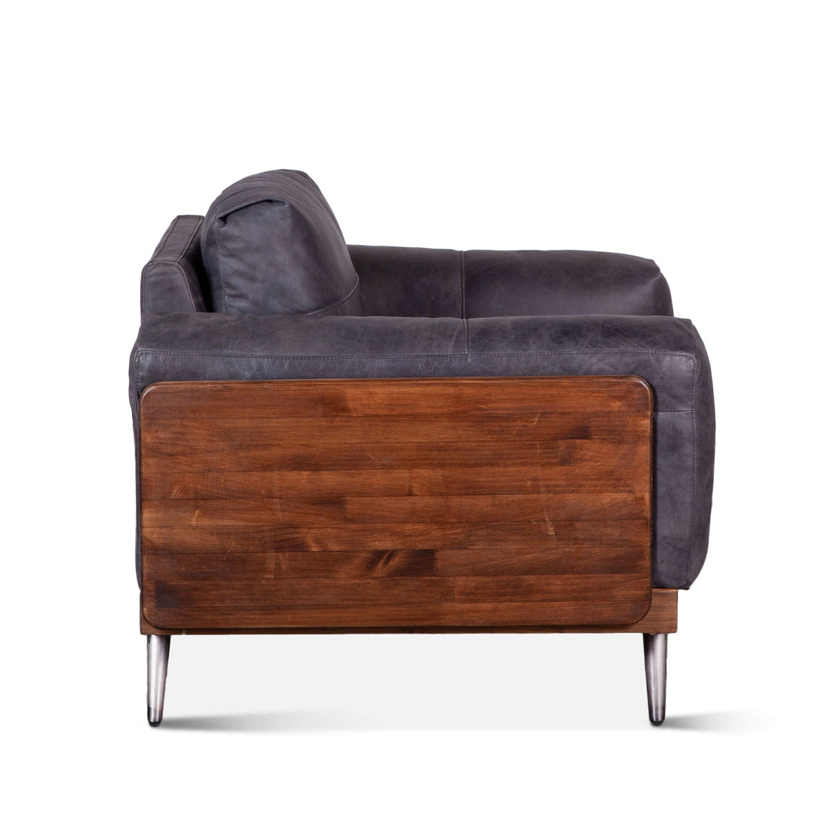Portofino Mid Century 37" Accent Chair in Antique Ebony Leather from Home Trends & Design - Luna Furniture