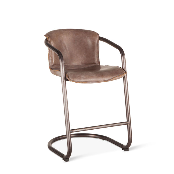 Portofino 22" Counter Chair in Jet Brown Top Grain Leather, Set of 2