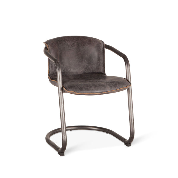 Portofino 22" Dining Chair in Antique Ebony Leather, Set of 2