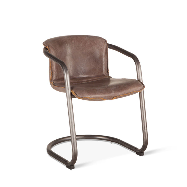 Portofino 22" Dining Chair in Jet Brown Leather, Set of 2