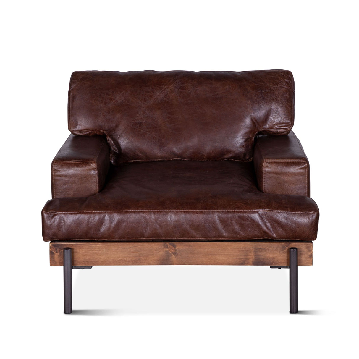 Portofino Industrial 41" Accent Chair in Geisha Brown Leather from Home Trends & Design - Luna Furniture