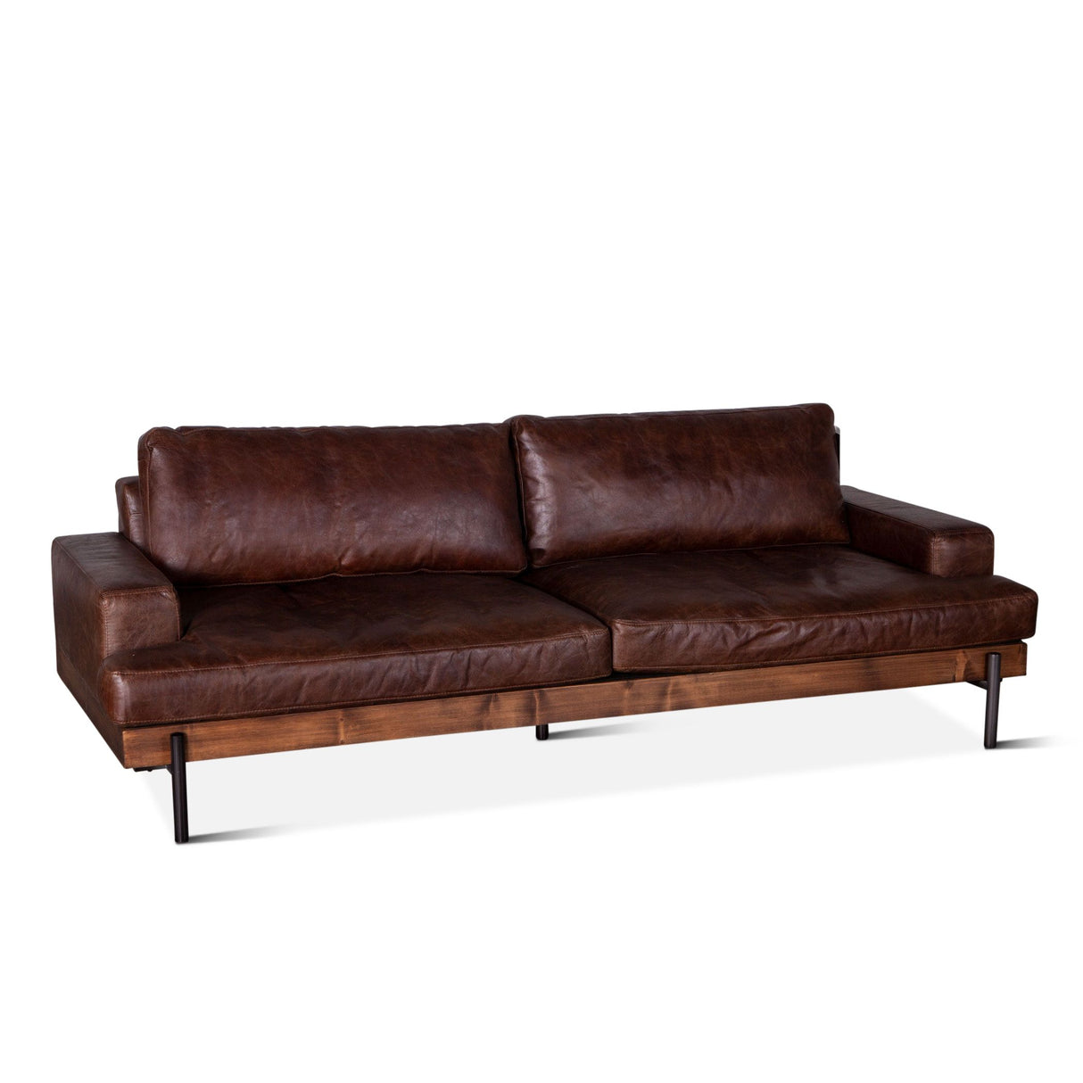 Portofino Industrial 94" Sofa in Geisha Brown Leather from Home Trends & Design - Luna Furniture