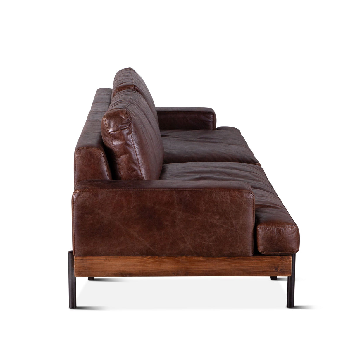 Portofino Industrial 94" Sofa in Geisha Brown Leather from Home Trends & Design - Luna Furniture