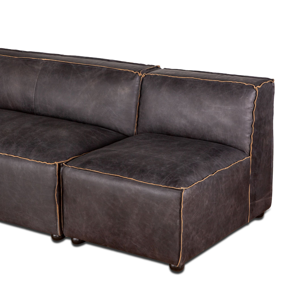 Portofino Loft Three Piece Sectional Sofa in Antique Ebony Leather from Home Trends & Design - Luna Furniture