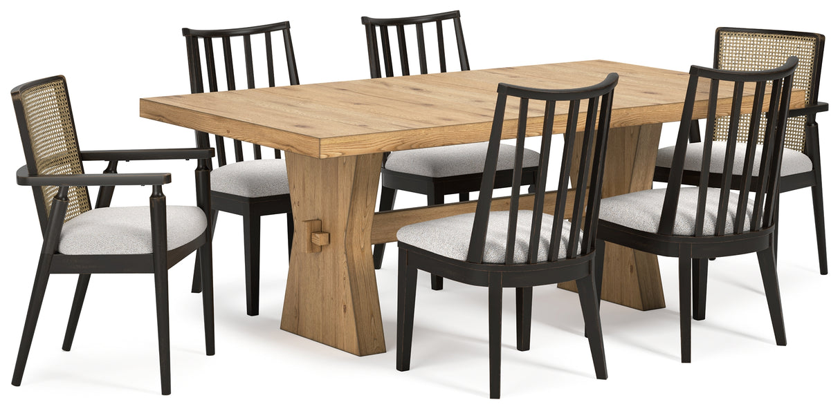 Galliden Dining Table and 6 Chairs in Light Brown from Ashley Furniture - Luna Furniture