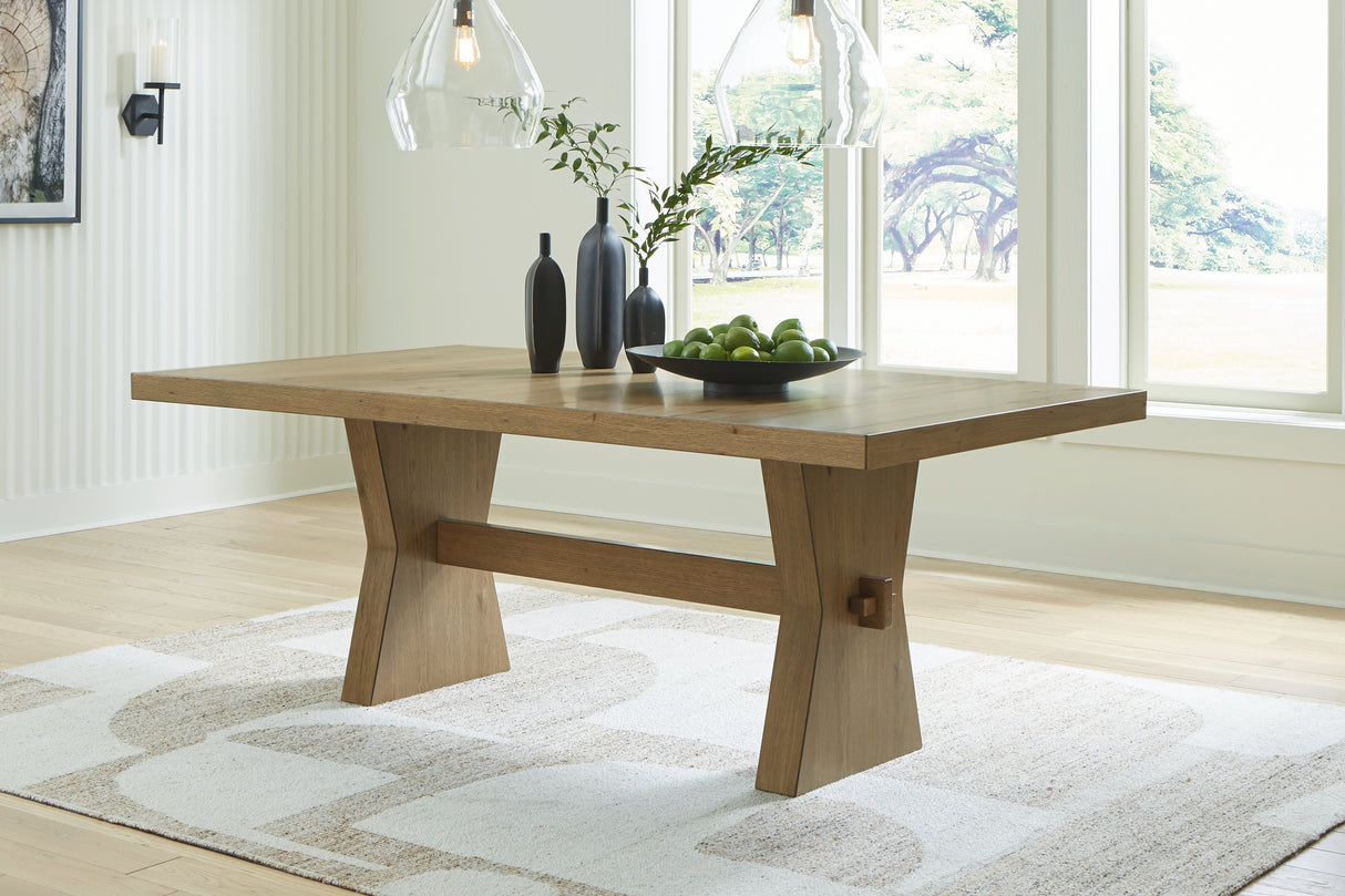 Galliden Light Brown Dining Table and 8 Chairs from Ashley - Luna Furniture