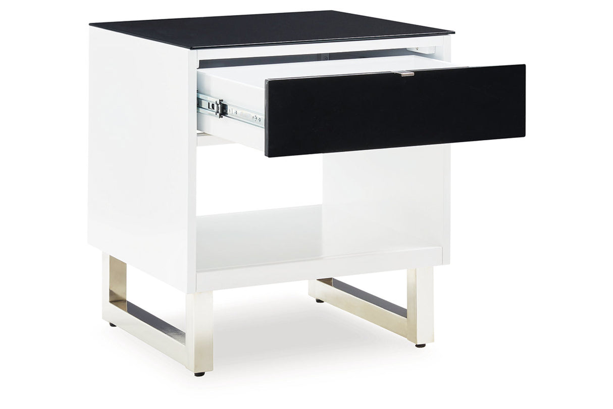 Gardoni White/Black Coffee Table and 2 End Tables from Ashley Furniture - Luna Furniture