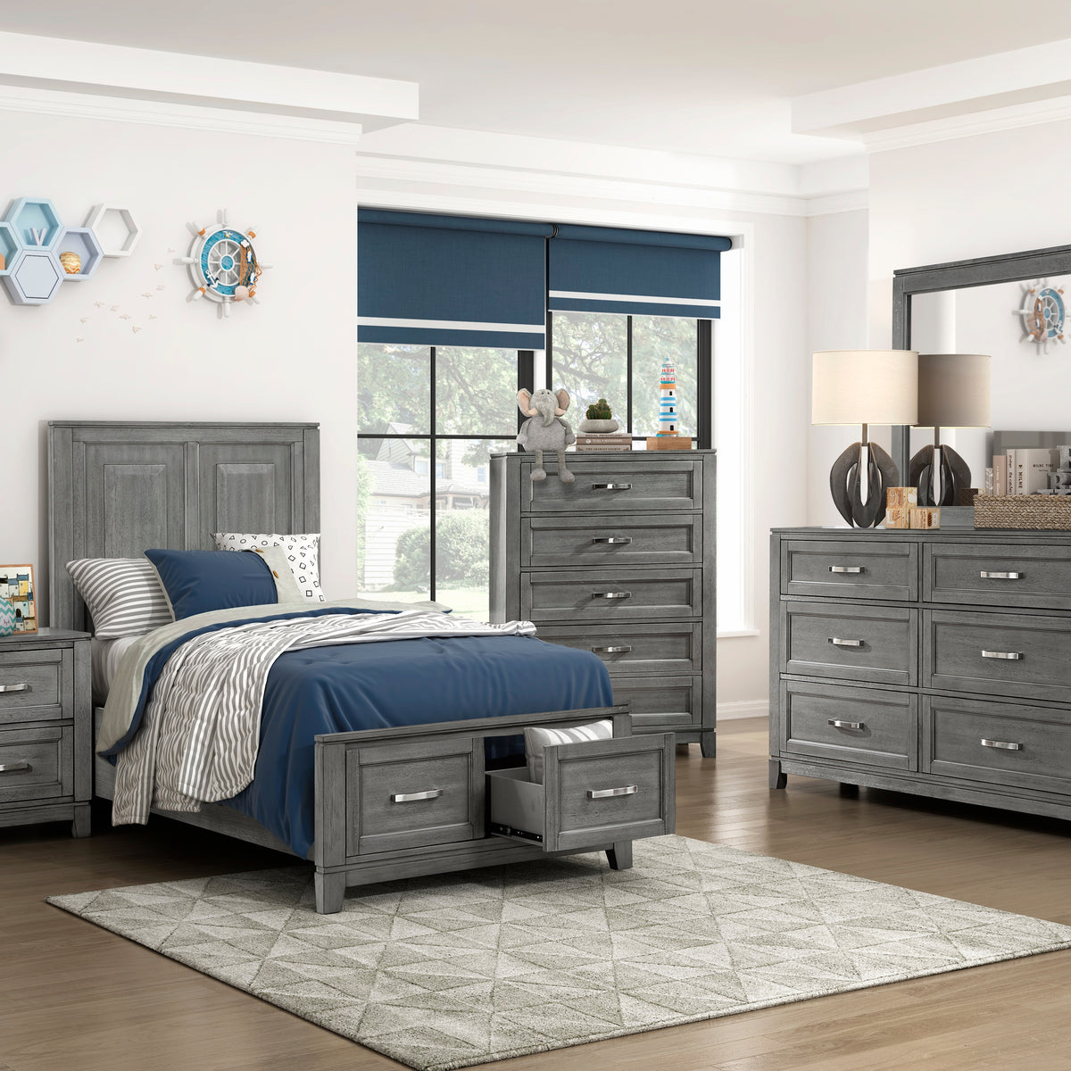 Garretson Gray Storage Platform Youth Bedroom Set – Luna Furniture