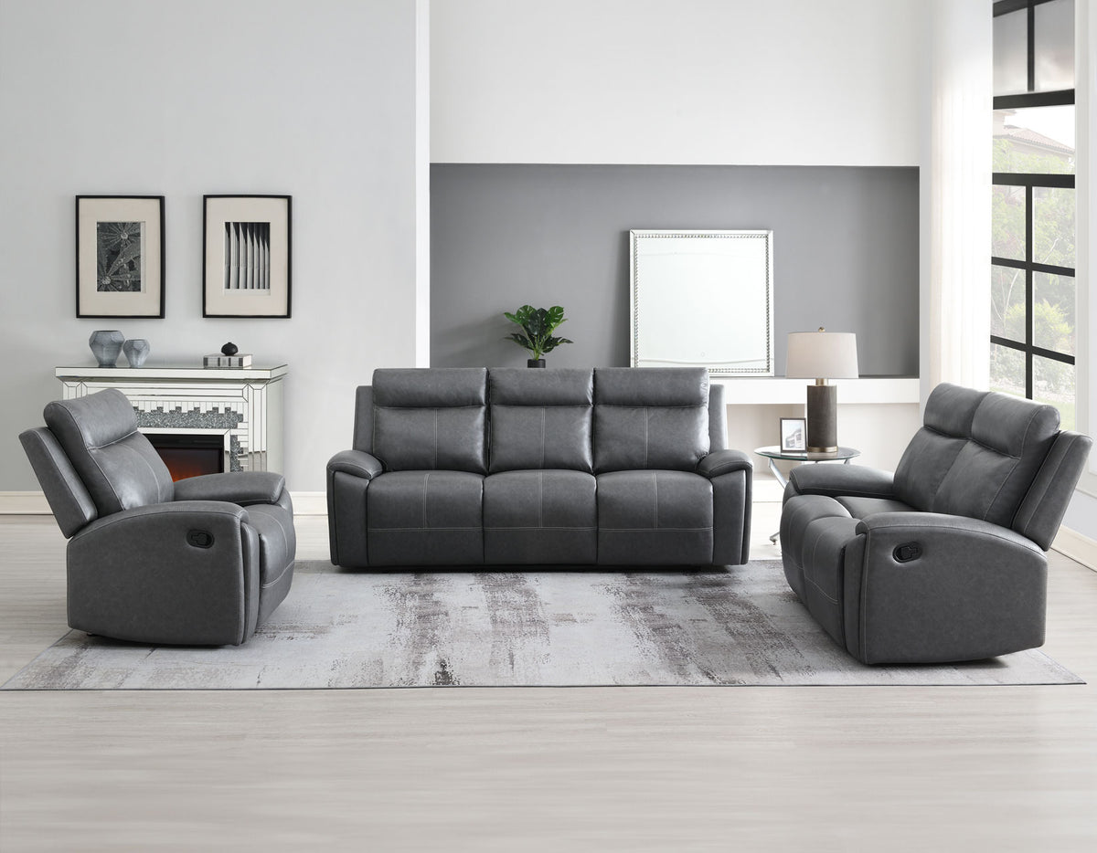 Gaston Gray 3-Piece Reclining Living Room Set from Steve Silver - Luna Furniture