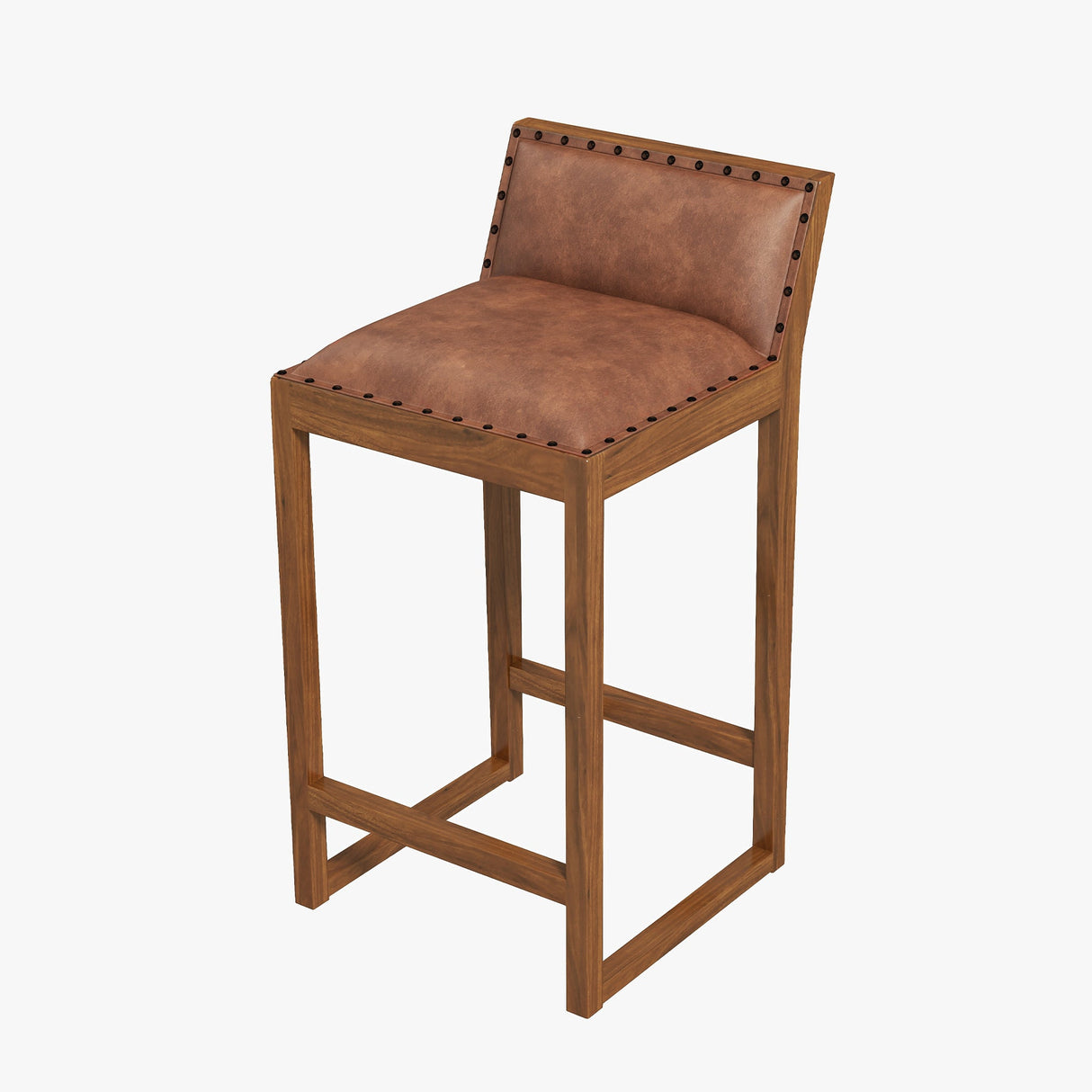 Gavin 25'' Solid Wood Genuine Leather Counter Stool from Ashcroft Furniture - Luna Furniture