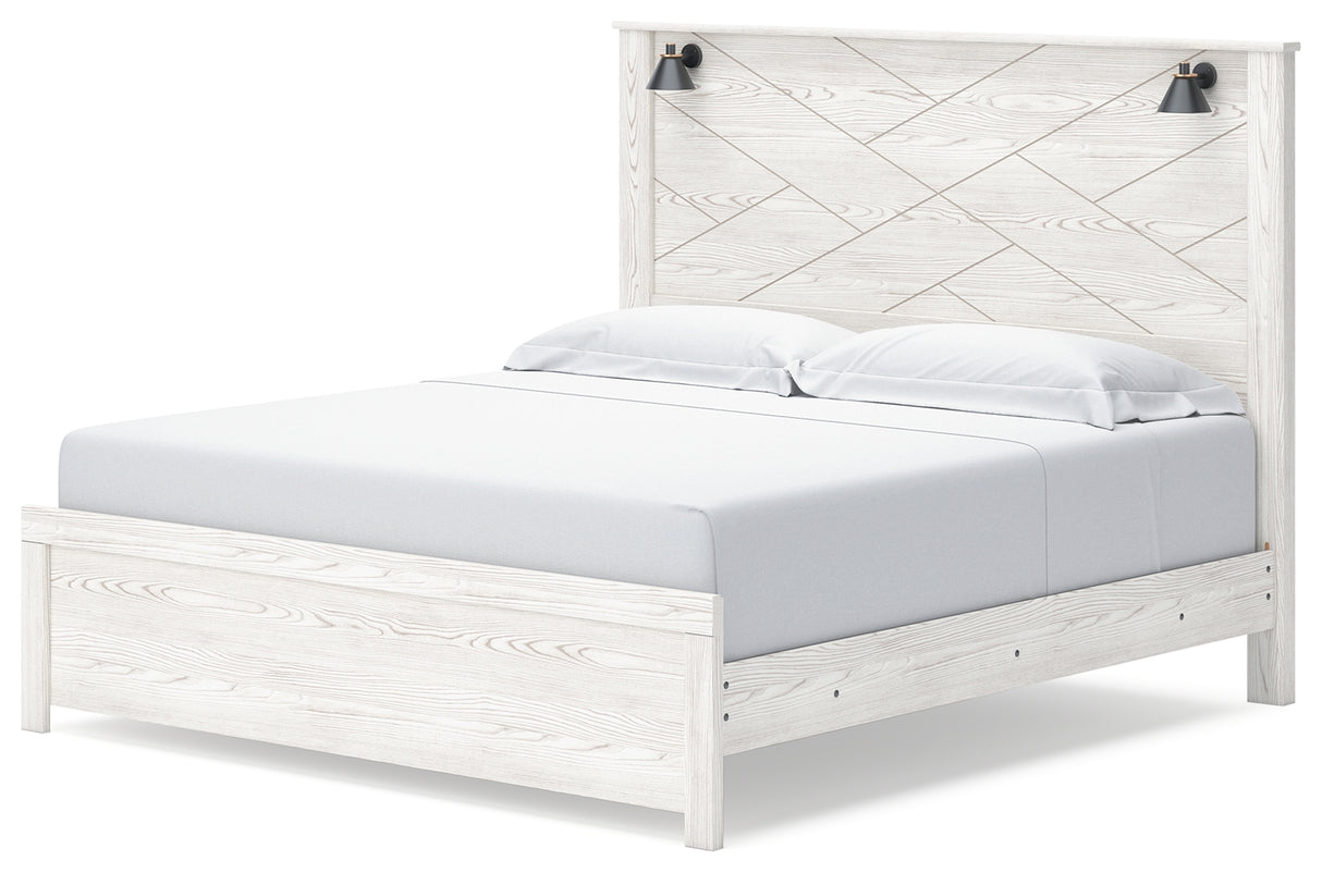 Gerridan King Panel Bed with Dresser and 2 Nightstands in White/Gray from Ashley - Luna Furniture