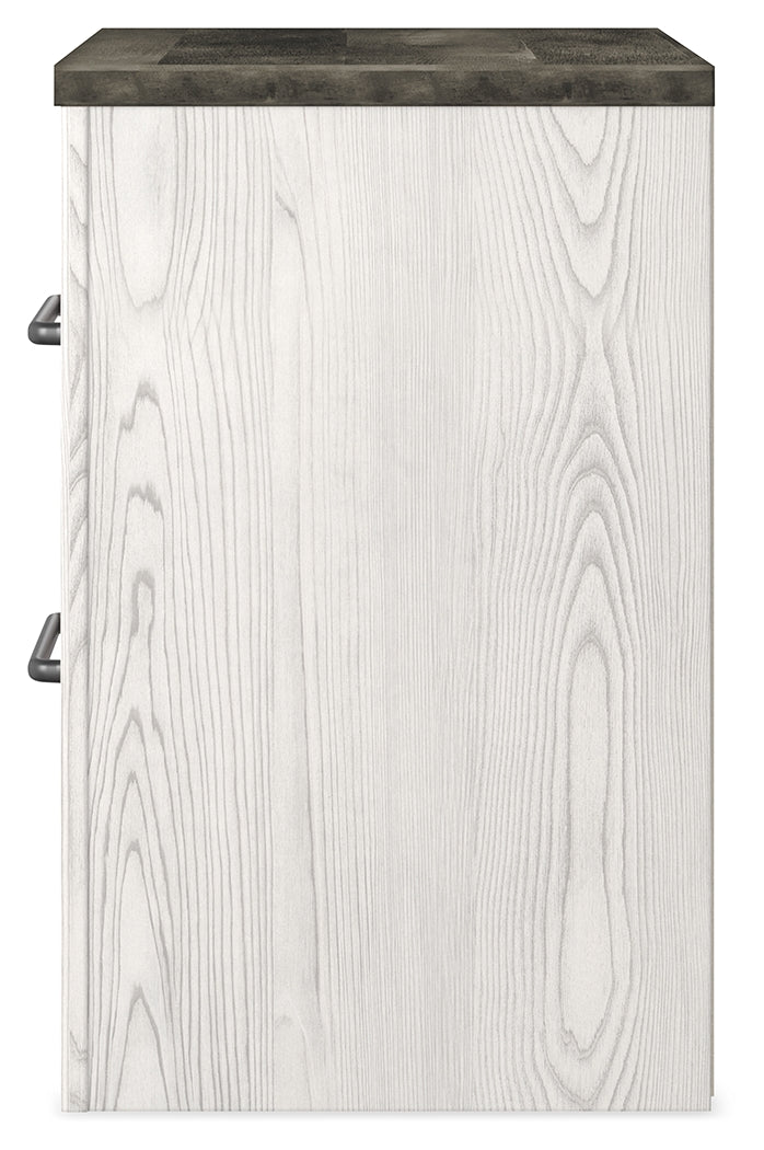 Gerridan King Panel Bed with Mirrored Dresser and 2 Nightstands in White/Gray from Ashley - Luna Furniture