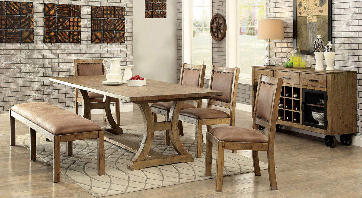 Gianna Rustic Oak/Brown 96" Dining Table from Furniture of America - Luna Furniture
